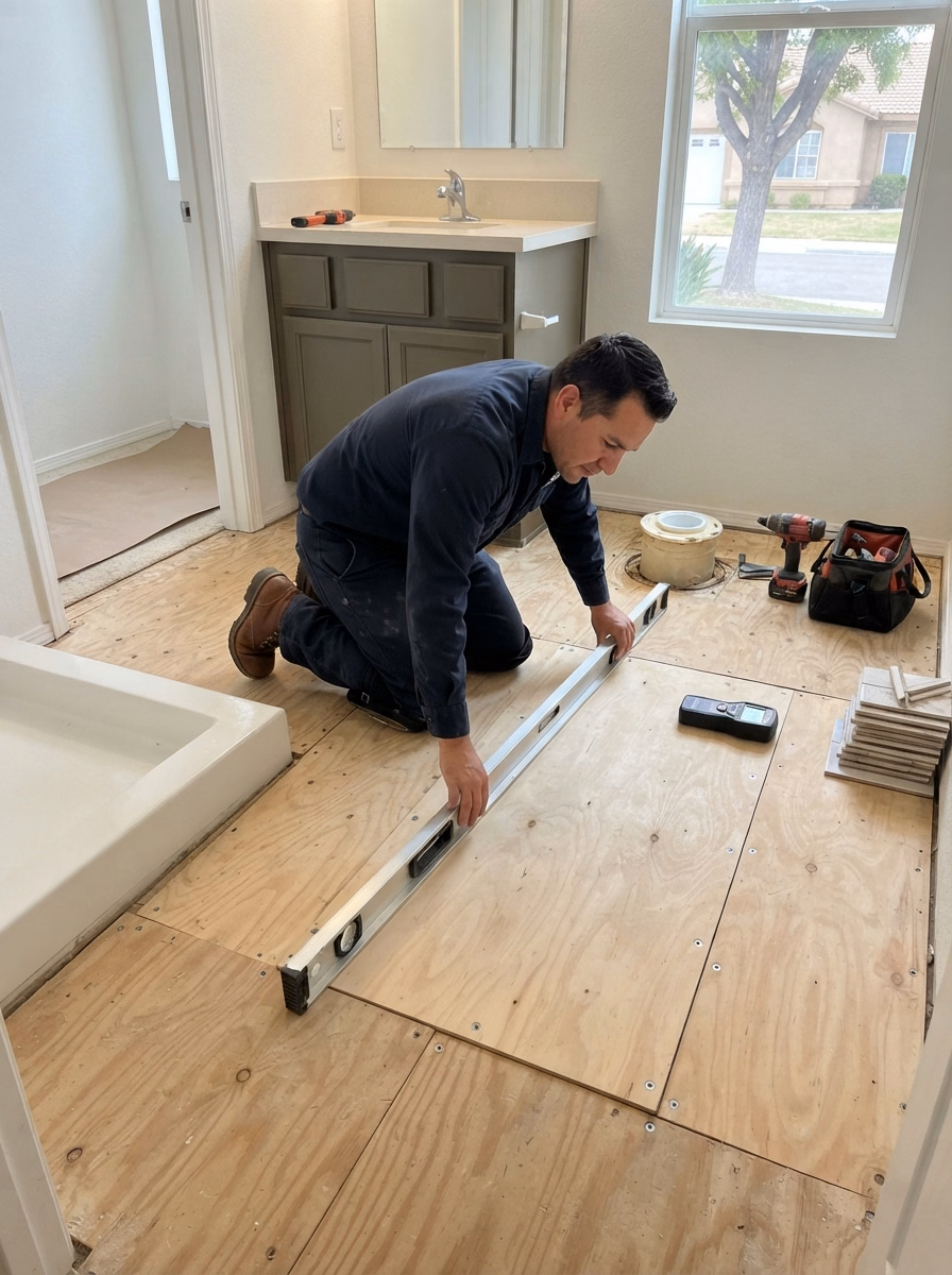 Bathroom Flooring Catalog 02 Step a in Riverside County.