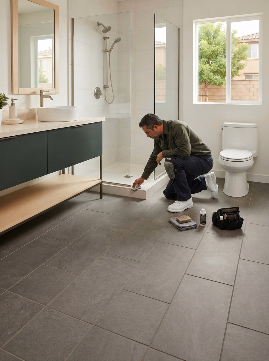 Bathroom Flooring Catalog 02 Step C in Riverside County.