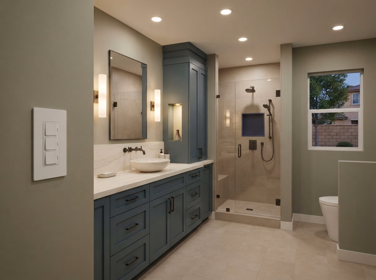Dimmers and Smart Controls Bathroom Lighting in Riverside County.