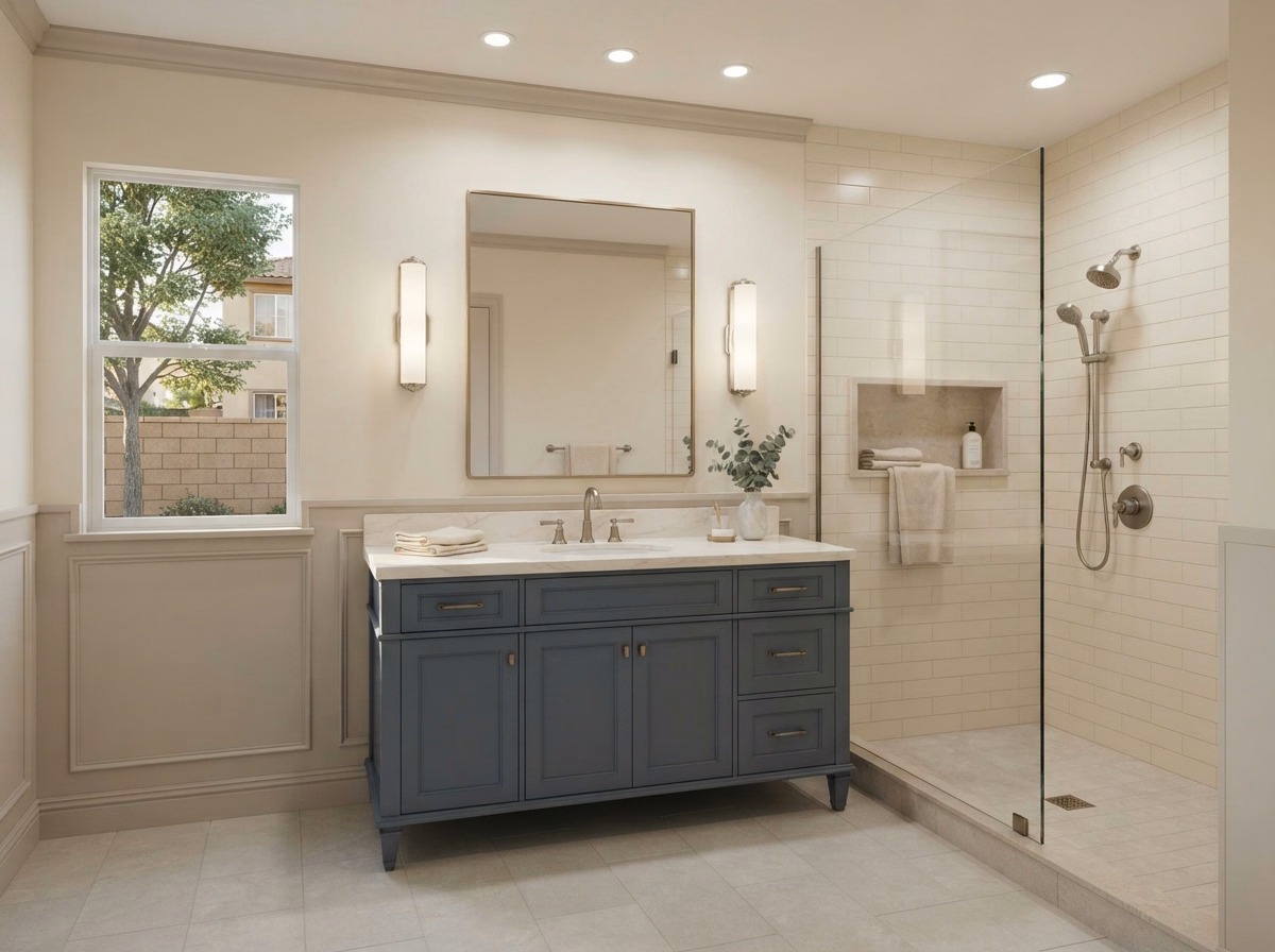 Transitional Bathroom Lighting | Riverside County Transitional Bathroom Lighting in Riverside County.