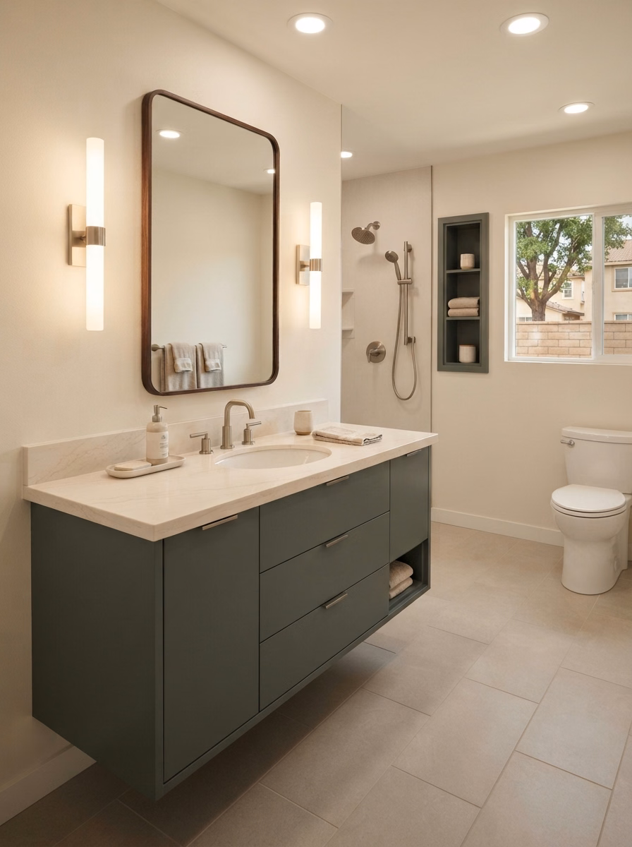 Bathroom vanity starting point in Riverside County.