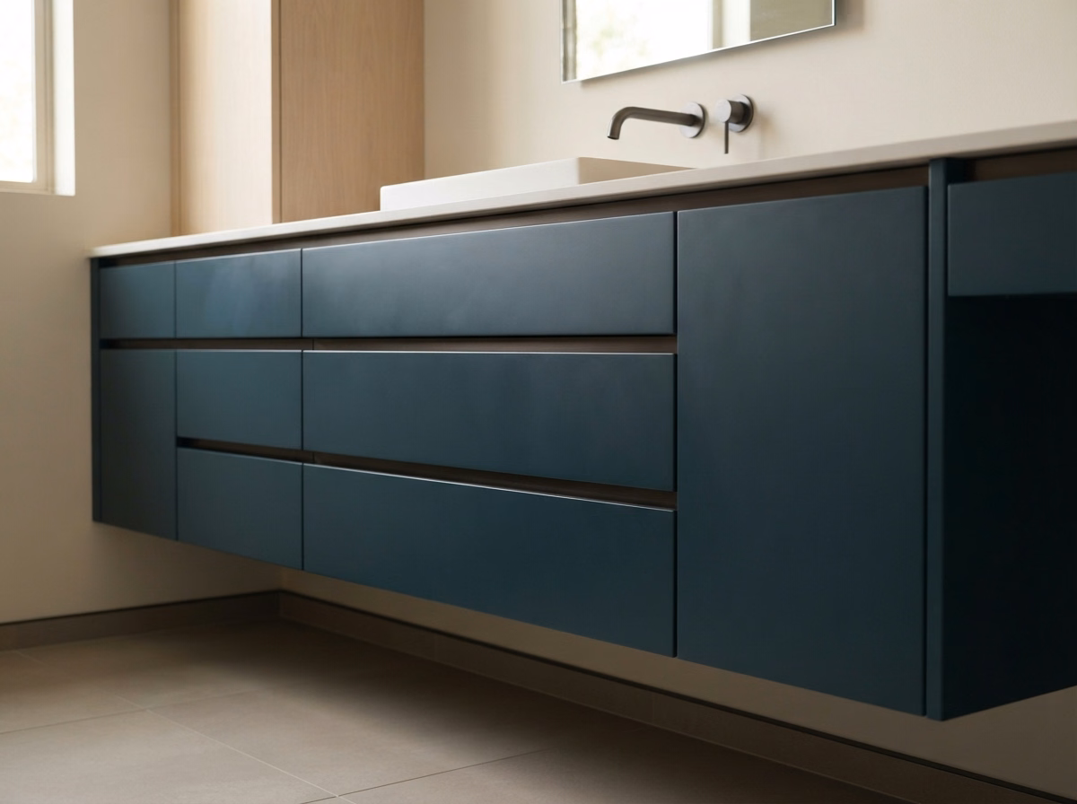 Flat Panel Vanity Installation in Riverside County.