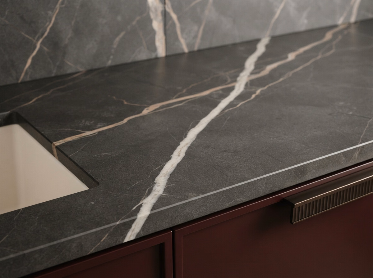 Porcelain Slab Vanity Installation in Riverside County.