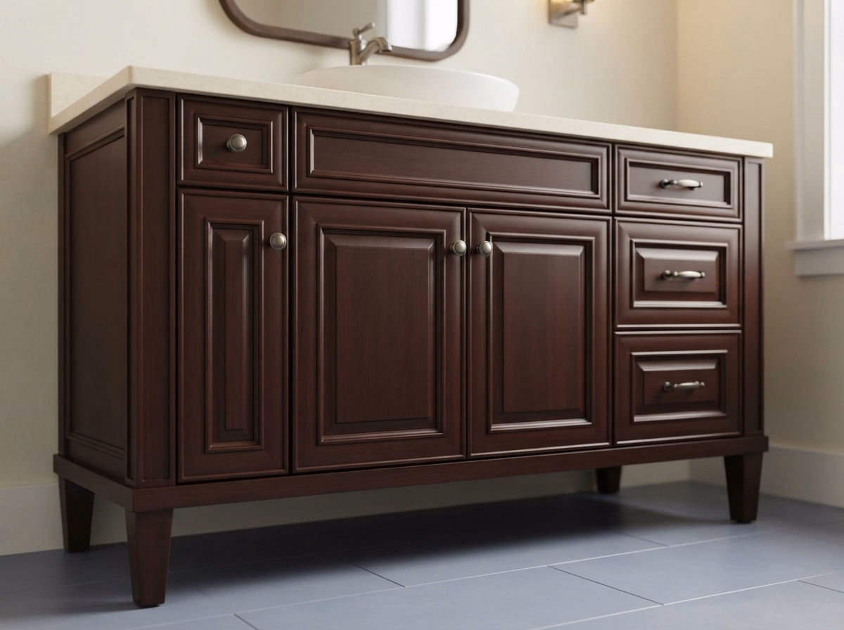 Raised Panel Vanity Installation in Riverside County.