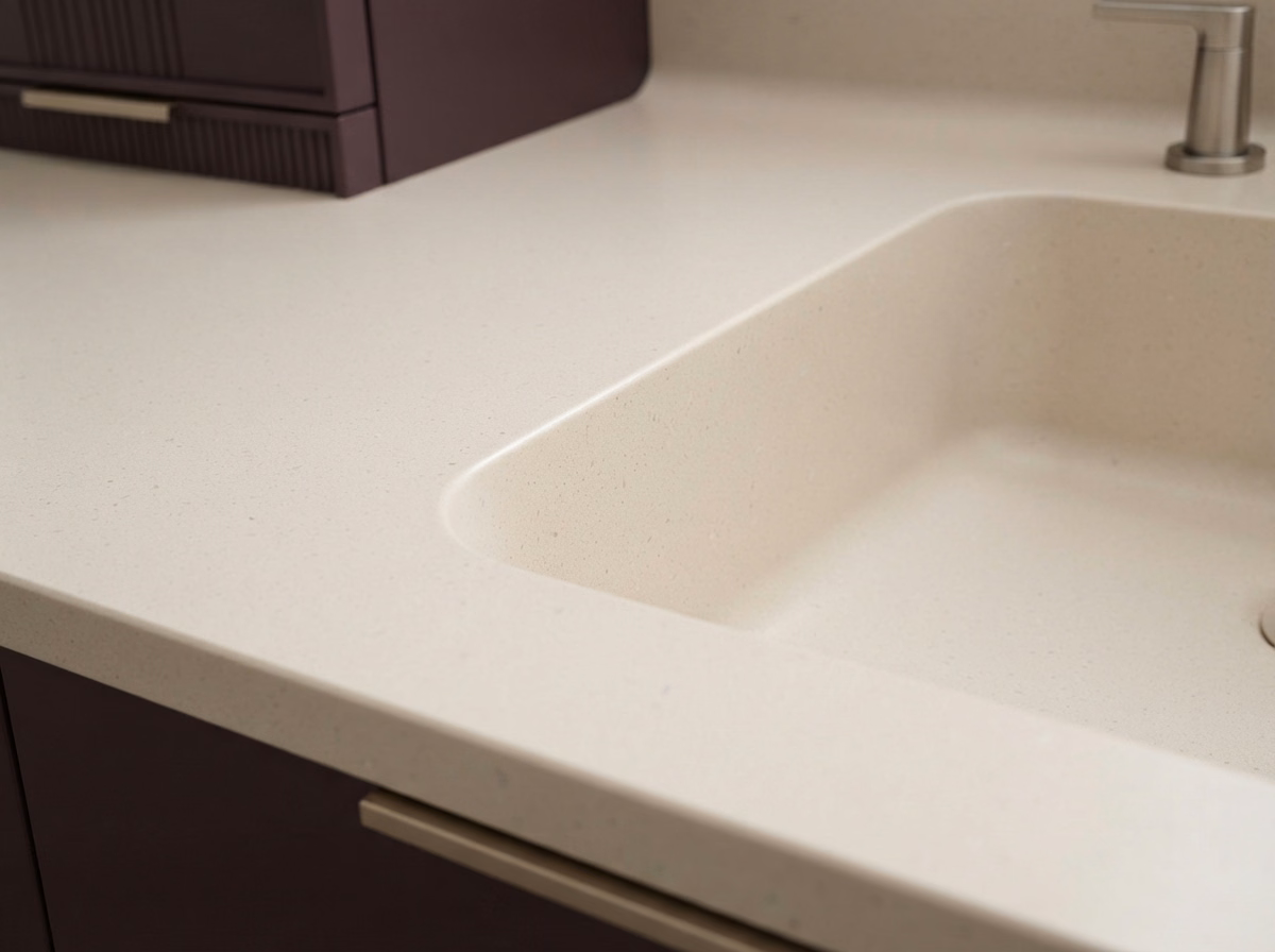 Solid Surface Vanity Installation in Riverside County.