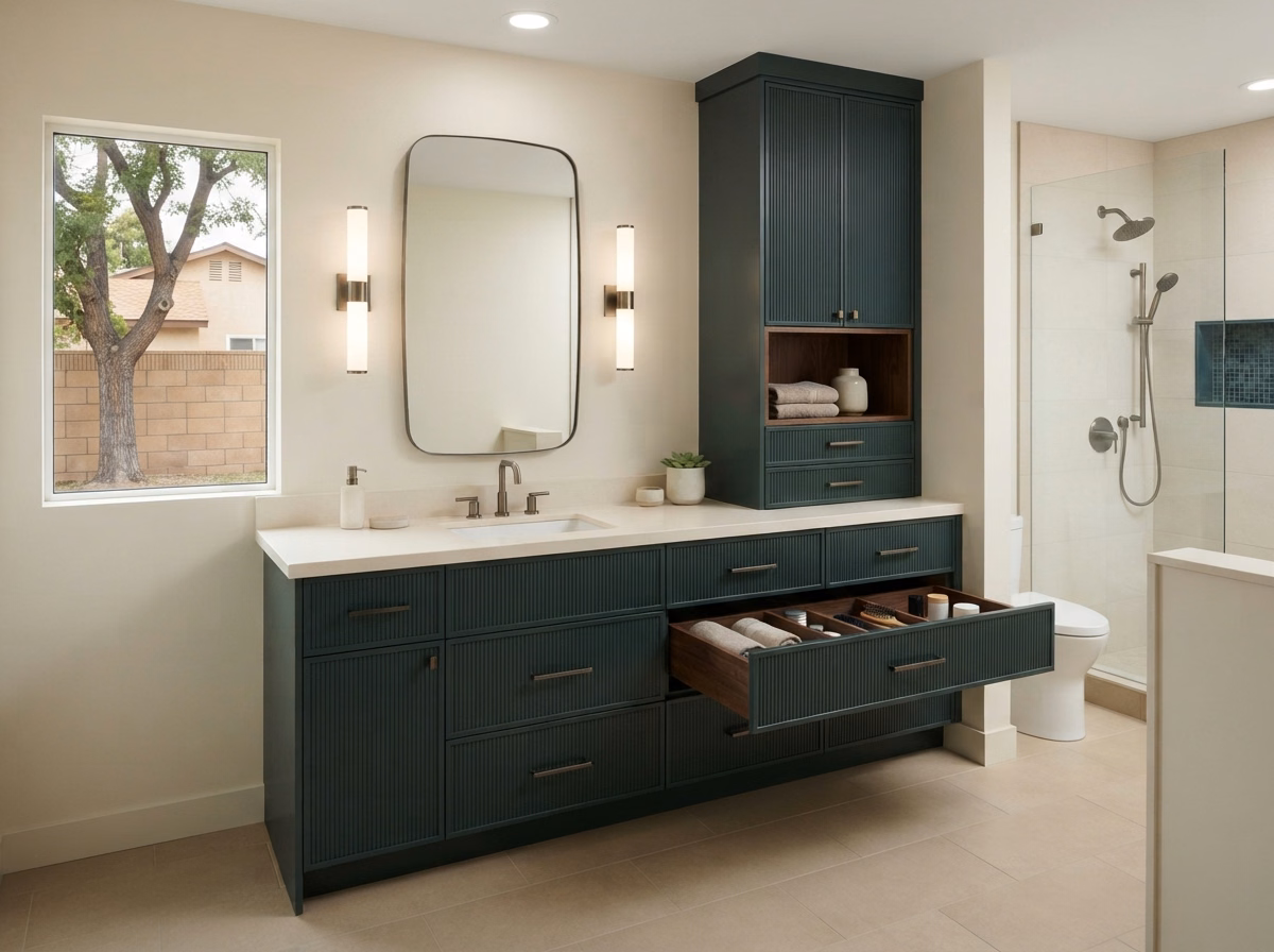 Vanity Installation Cabinetry Semi Custom Cabinets 2 in Riverside County.