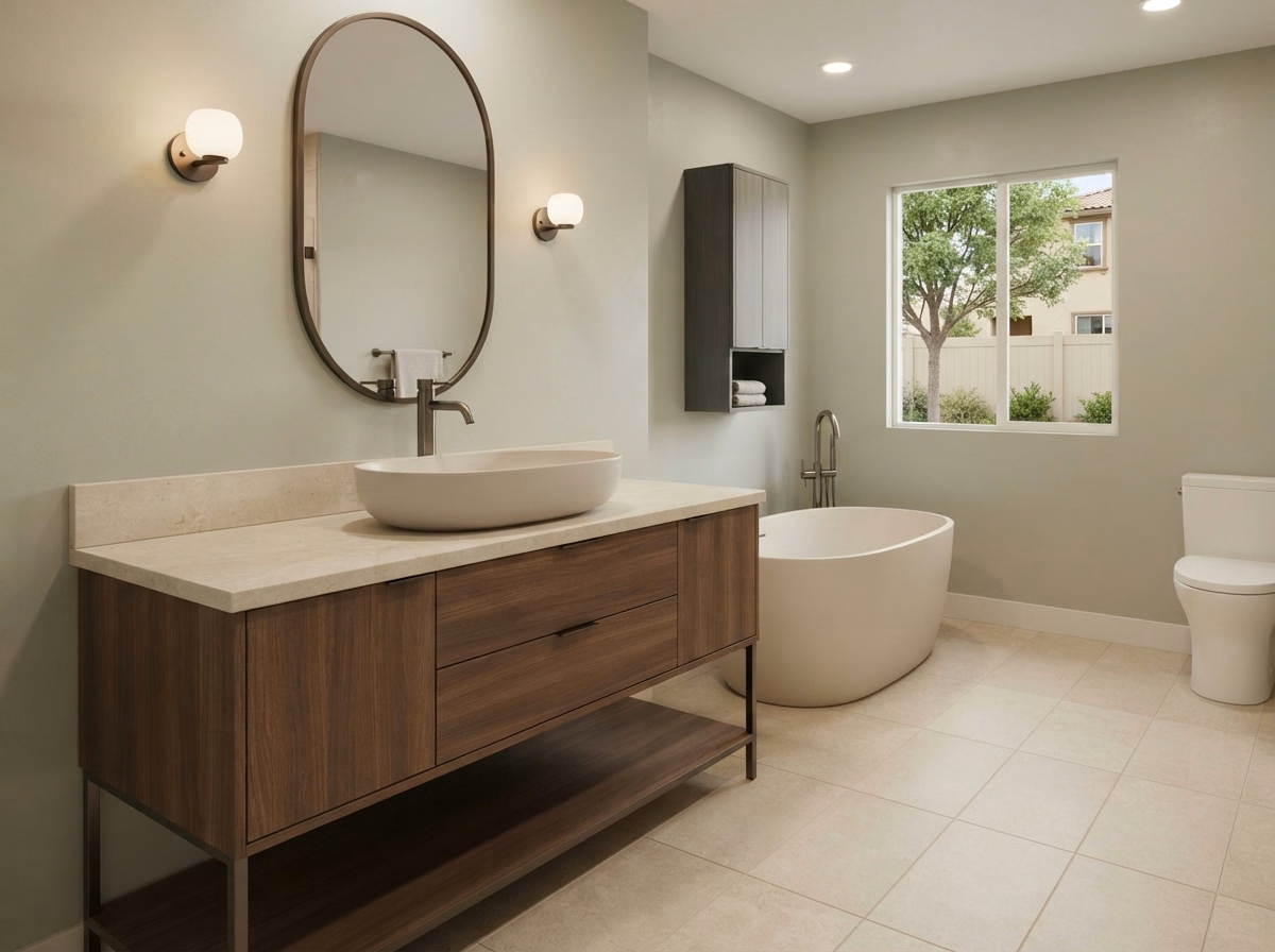 Vessel Sink Vanity Installation in Riverside County.