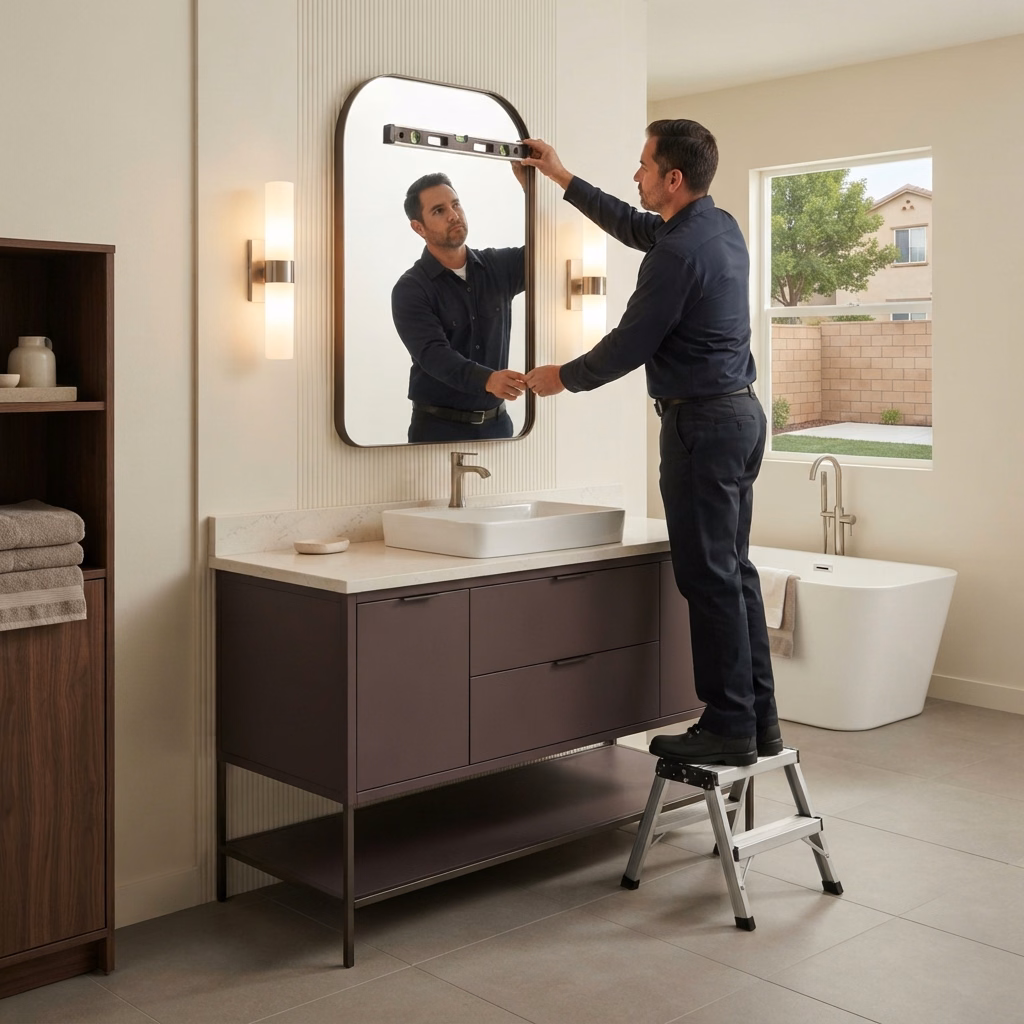 Whats Included Mirror Vanity Installation in Riverside County.