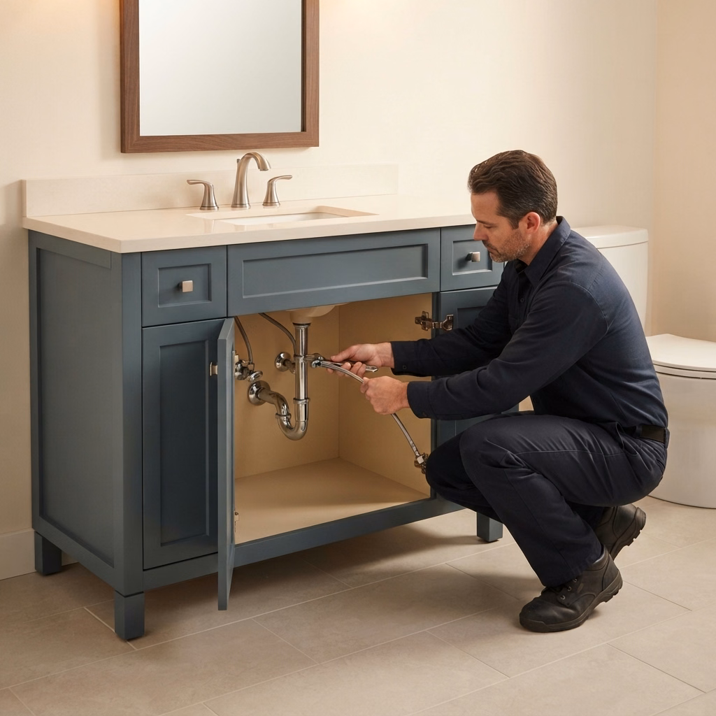 Whats Included Plumbing Disconnection Vanity Installation in Riverside County.