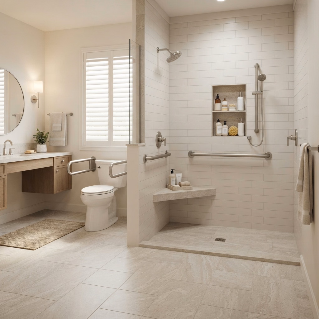 Accessible bathroom service card in Riverside County.