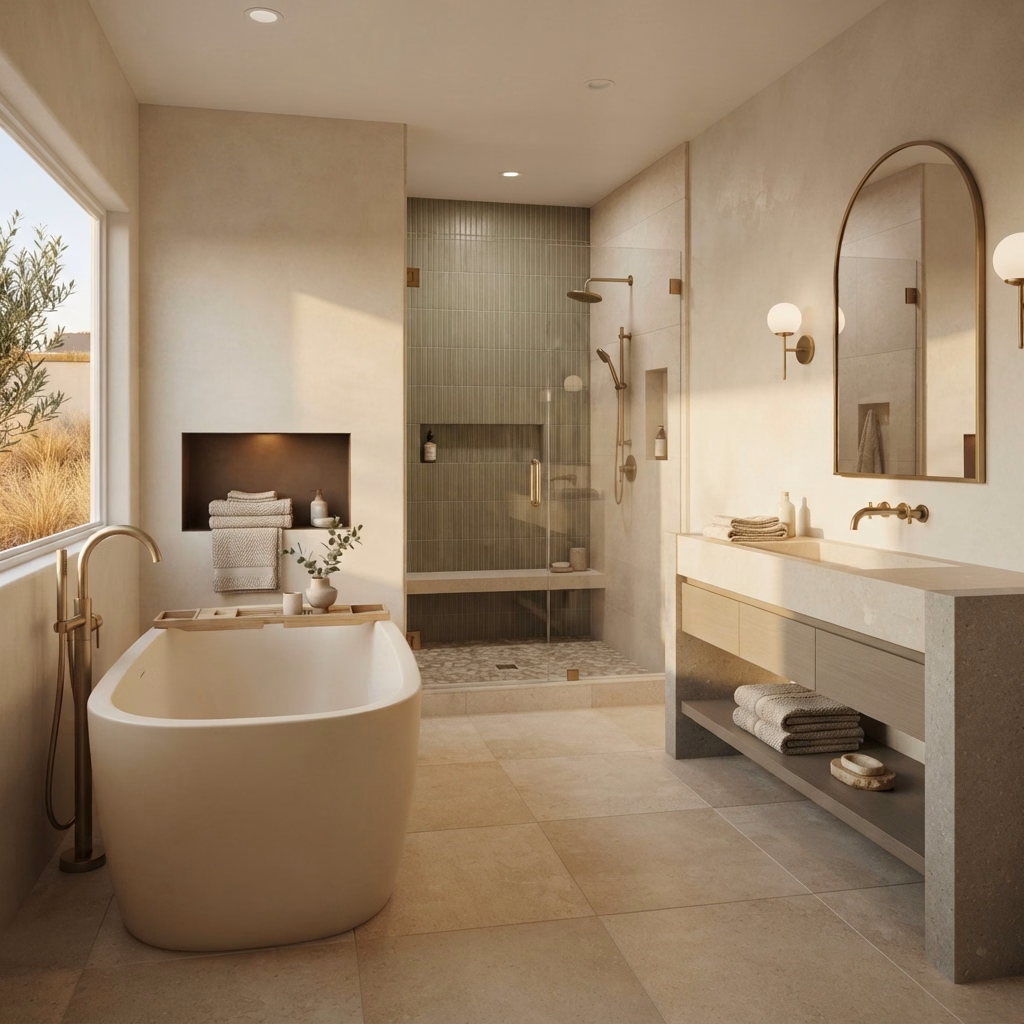 Spa-Inspired Bathroom in Riverside County.