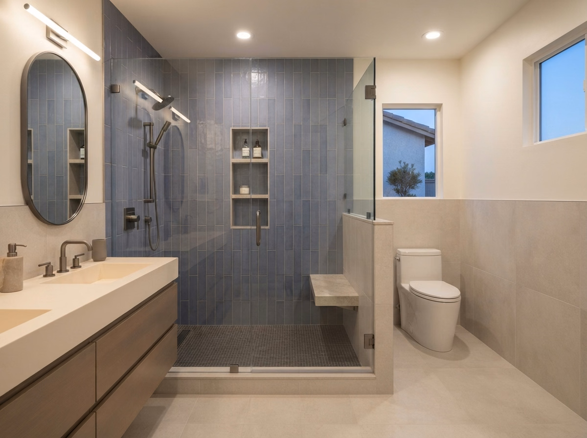 Shower remodeling service option in Riverside County.