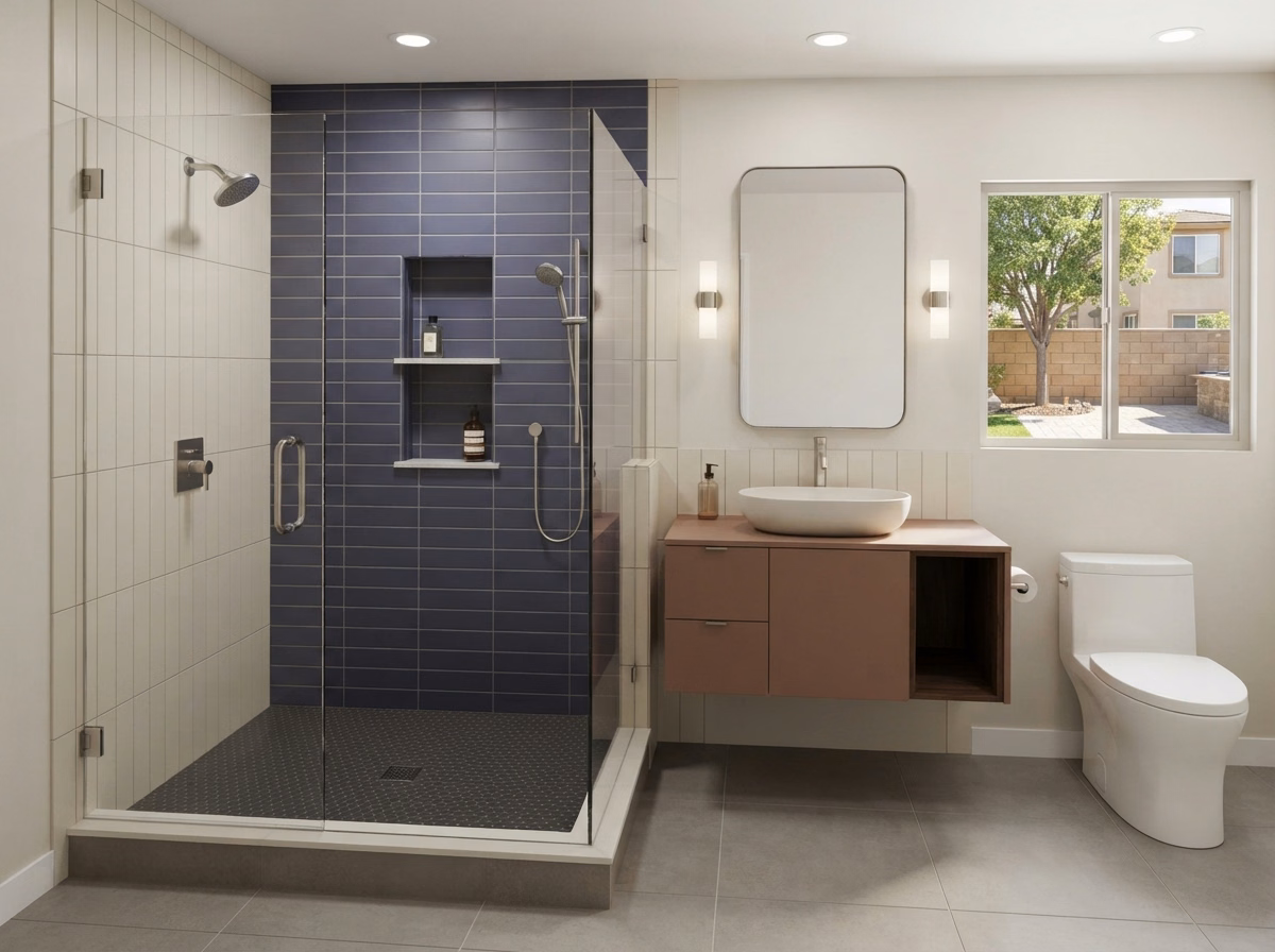 Custom Tile Corona Ca Shower Remodeling in Riverside County.