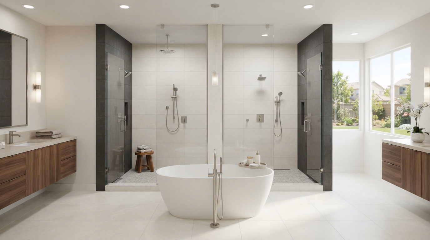 Dual Entry Shower Shower Remodeling in Riverside County.