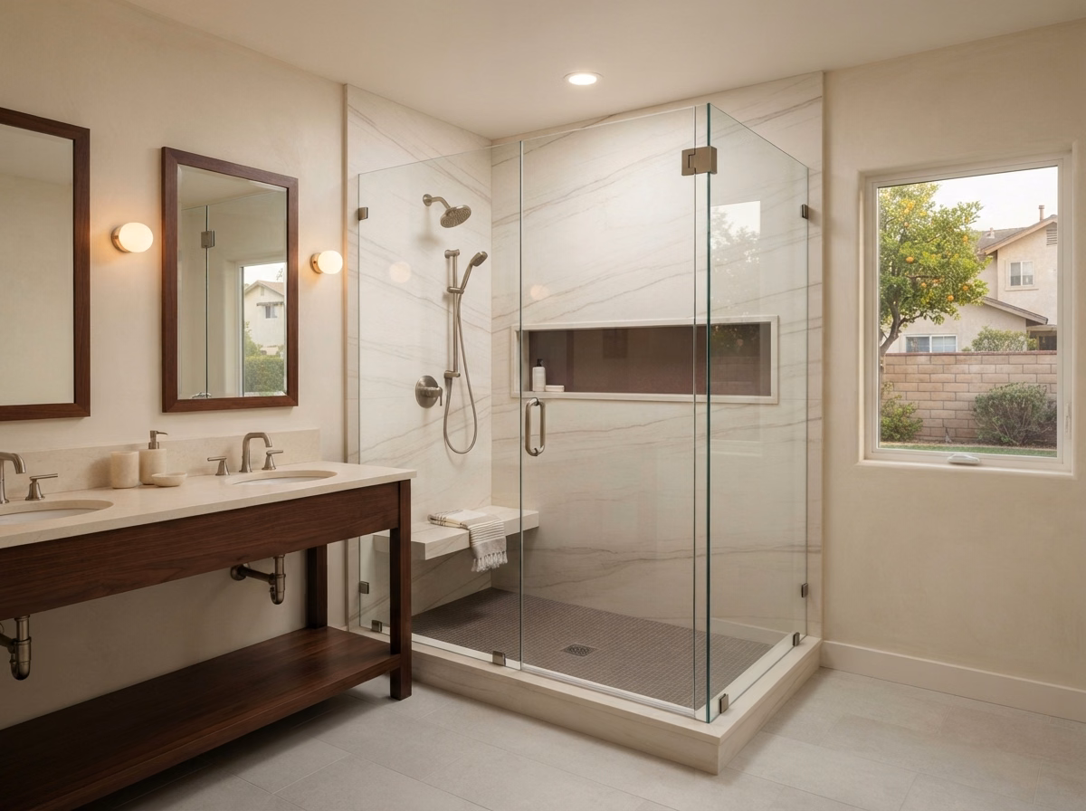 Marble Shower Riverside Ca Shower Remodeling in Riverside County.