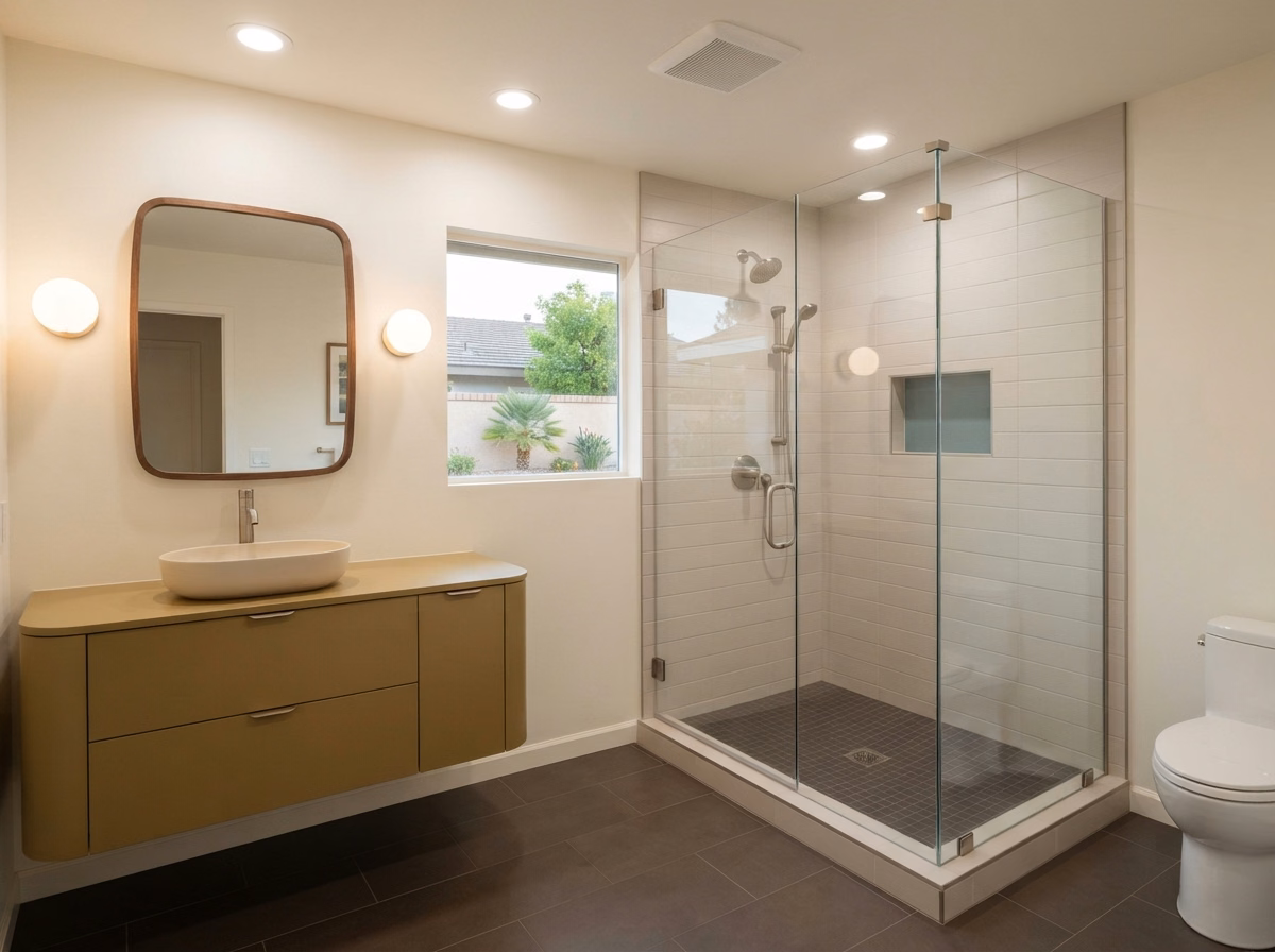 Our Shower Lighting Shower Remodeling in Riverside County.