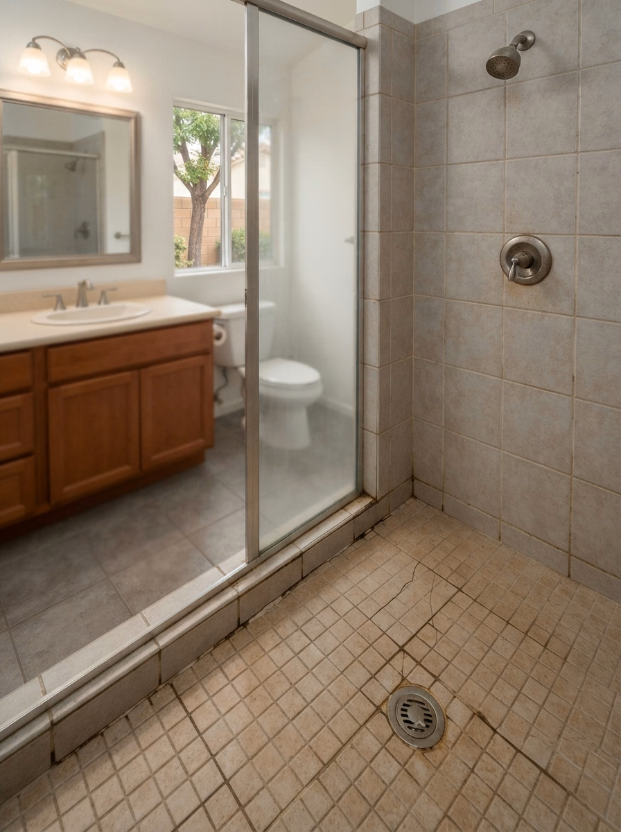 Shower remodeling problem detail in Riverside County.