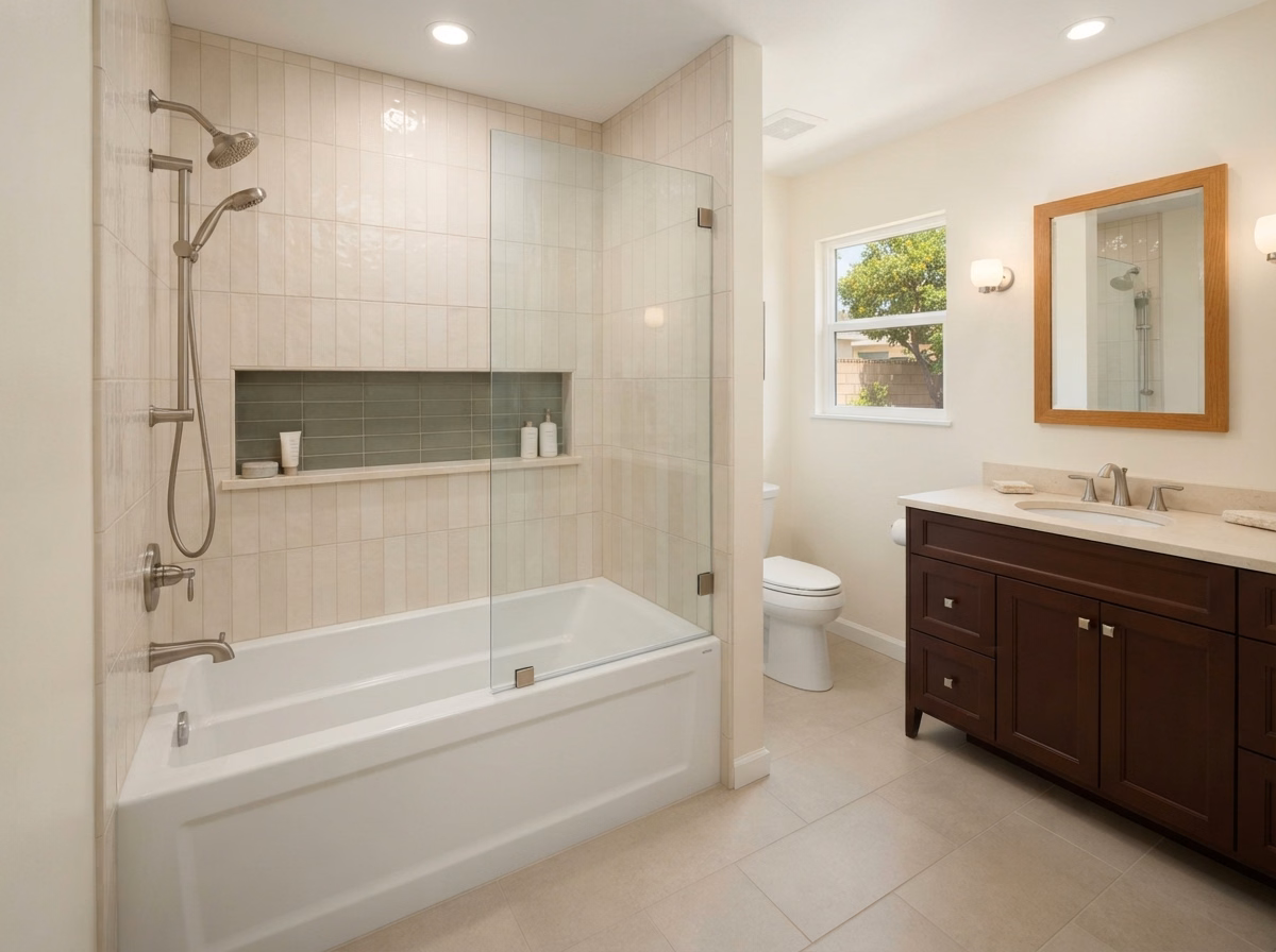 Alcove Tub Riverside Ca Shower to Tub Conversion in Riverside County.