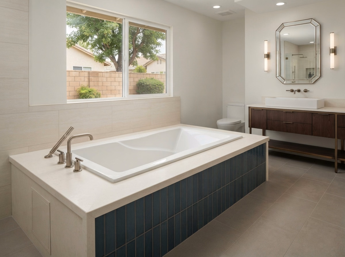 Drop in Deck Mounted Tubs Shower to Tub Conversion in Riverside County.