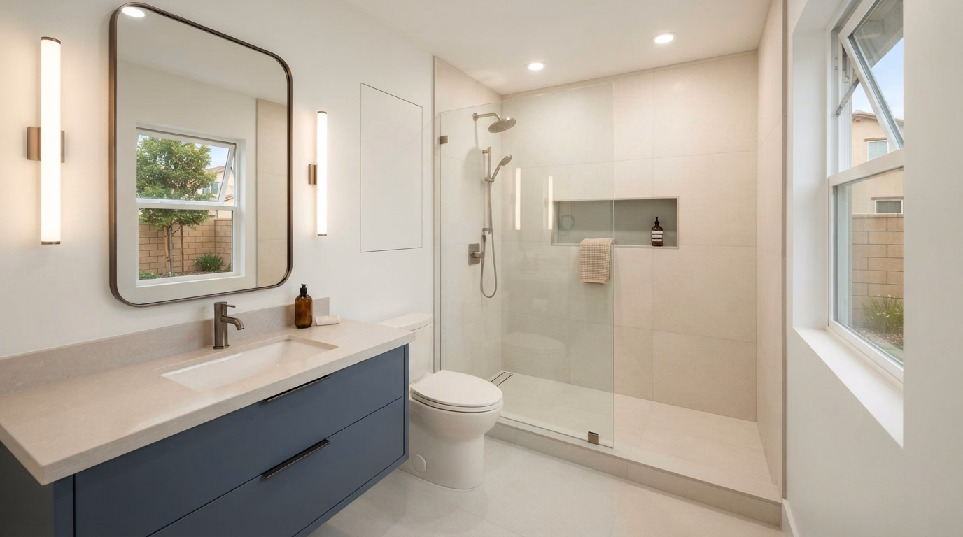 Small Bathroom Remodeling Process Final Result | Riverside County Small Bathroom Remodeling Process Final Result in Riverside County.