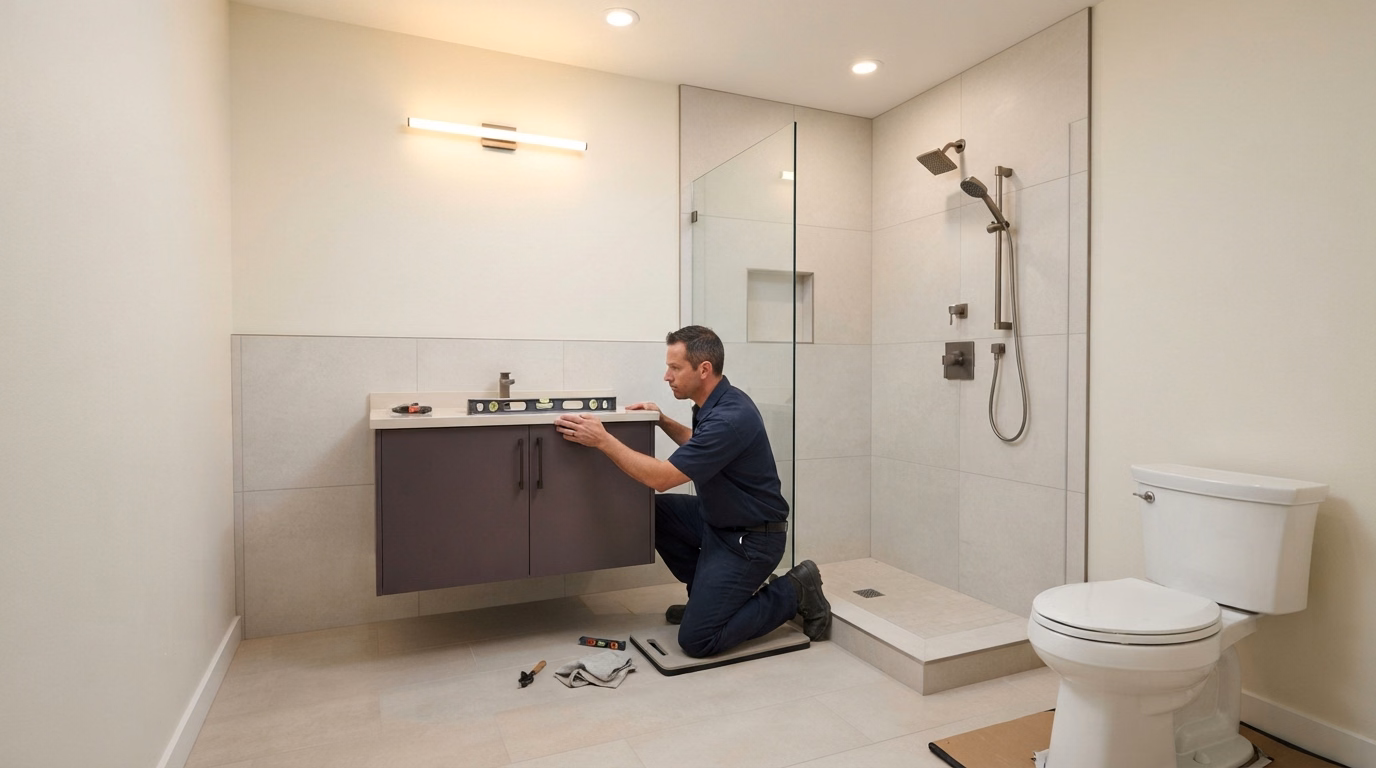 Small Bathroom Remodeling Process Tile and Fixtures | Riverside County Small Bathroom Remodeling Process Tile and Fixtures in Riverside County.