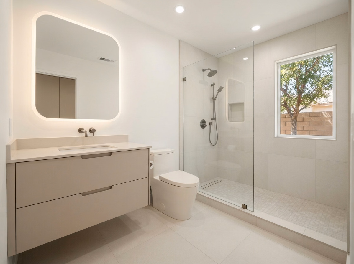 Small Bathroom Remodeling Style Guide Modern Minimalist in Riverside County.