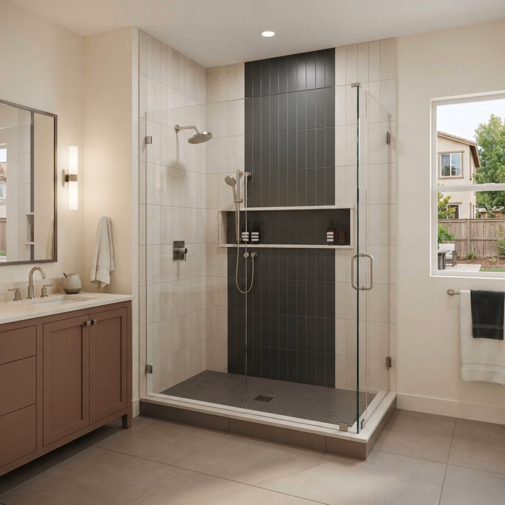 Tile Surround Temecula Ca Tub to Shower Conversion in Riverside County.