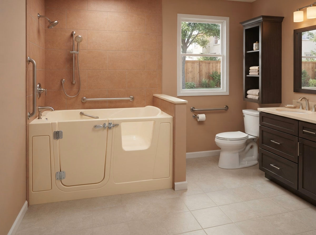 Walk-in tub installation in Riverside County.